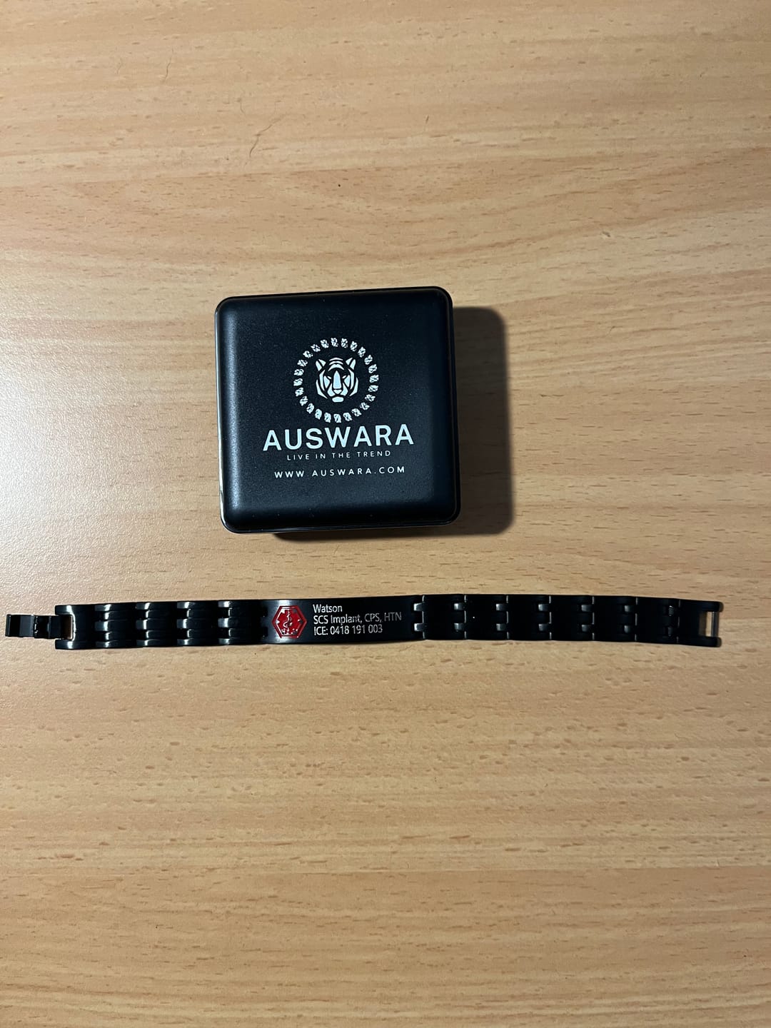 Customer photo review of Black Stainless Steel Medical Alert ID Bracelet for Men