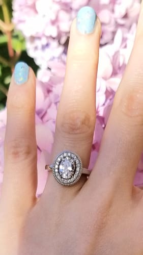 Customer photo review of Halo Woven Oval CZ Ring in Sterling Silver