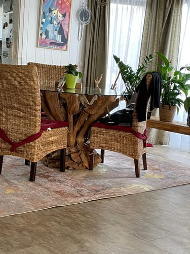 Customer photo review of TAMBORA Wurzel Esstisch Glasplatte Ø 120 cm