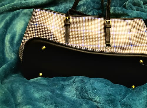 Customer photo review of Gladstone Tartan Tote Bag Leather, Tartan Plaid Tote TS23