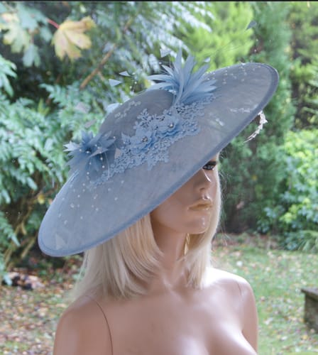 Customer photo review of Sinamay material wide brim saucer for millinery fascinators wedding hats HA082