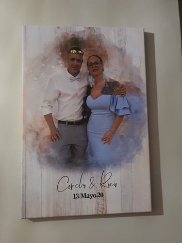 Customer photo review of Tu foto en estilo acuarela | Regalo personalizable para pareja, novia y novio