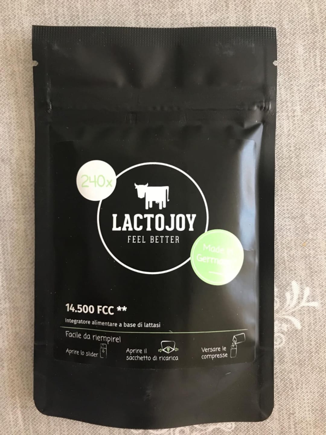Customer photo review of LactoJoy Laktase Tabletten - 14.500 FCC - 240 Nachfüllpackung