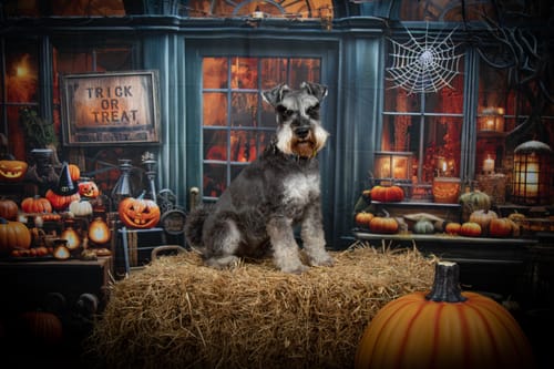 Customer photo review of Kate Halloween Spooky Pumpkin Store Trick or Treat Backdrop Designed by Emetselch