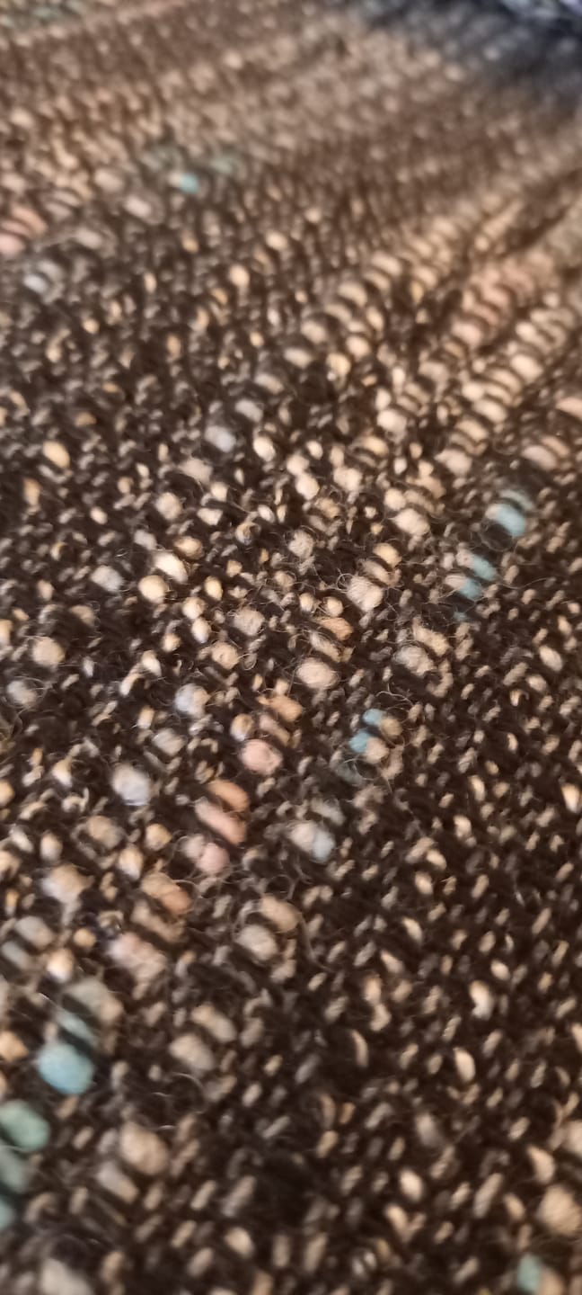 Customer photo review of Blue and Grey Boucle Fabric