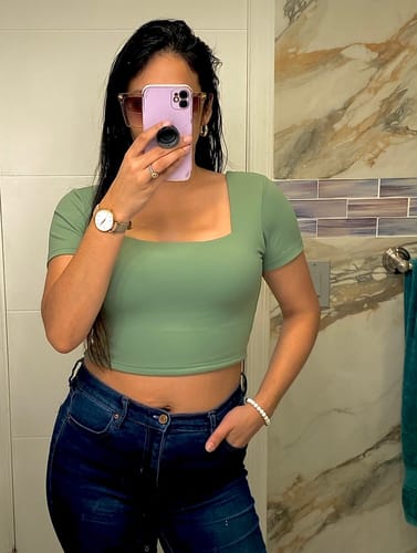 Customer photo review of Short Sleeve Square Neck Brami (Crop)