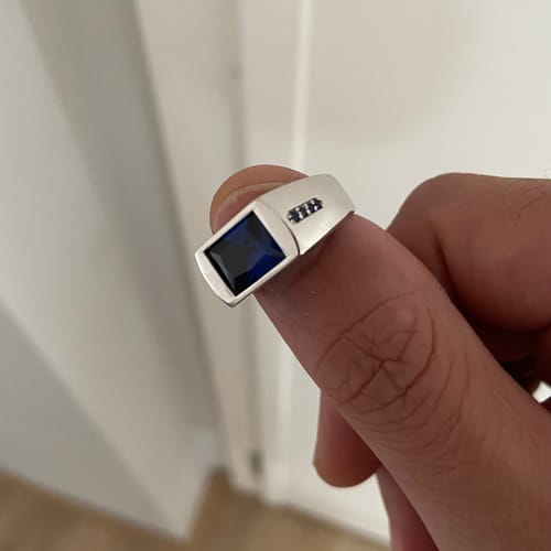 Customer photo review of Classic Men's Ring with Black Onyx Accents in Sterling Silver