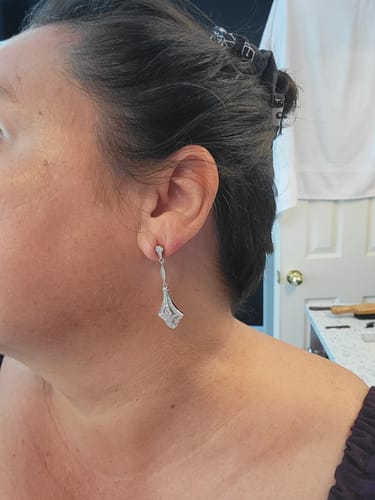Customer photo review of Art Deco Dangle Rhinestone Earrings