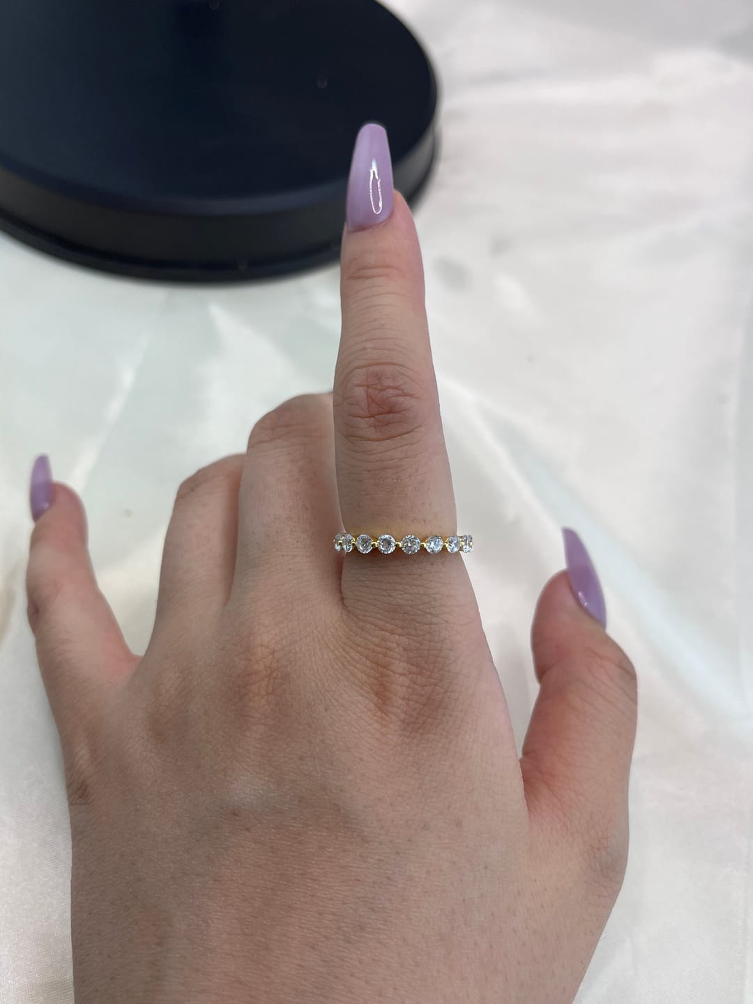 Customer photo review of Louily Fashion Eternity Round Cut 1.5 Ct Wedding Band In Sterling Silver