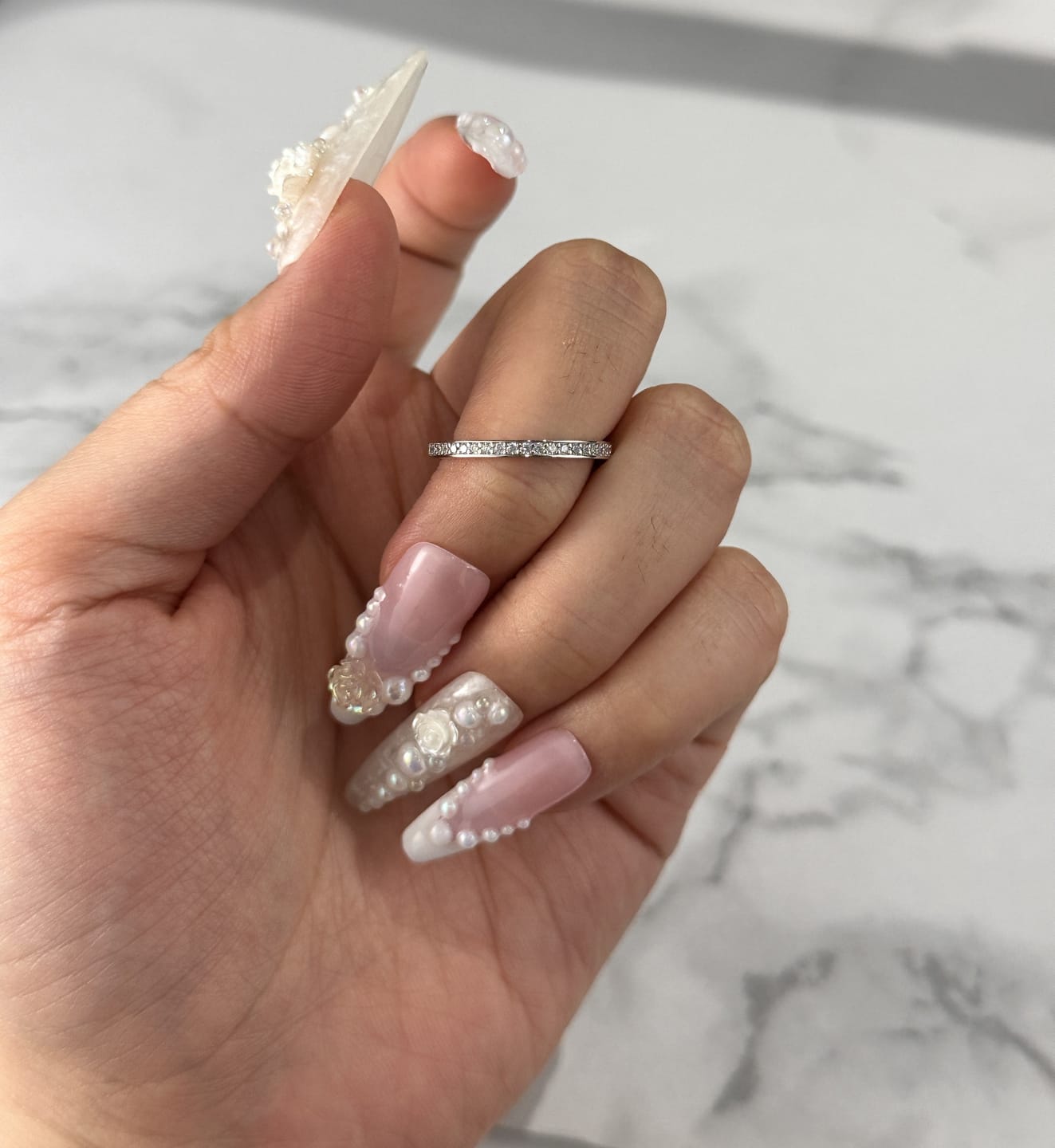 Customer photo review of S925 Channel Set Curved Half Wedding Band In Sterling Silver For Daily Wear