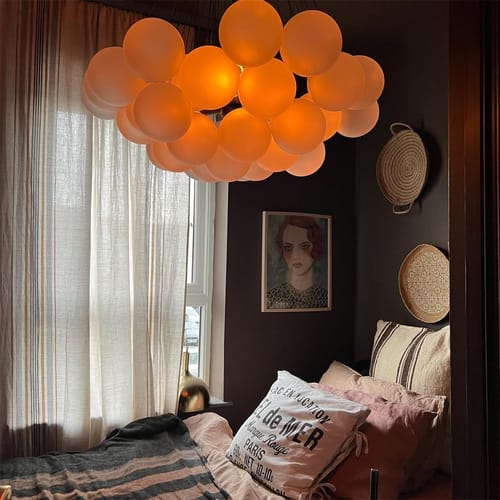 Customer photo review of Modern Glass Cluster Bubble Chandelier Light