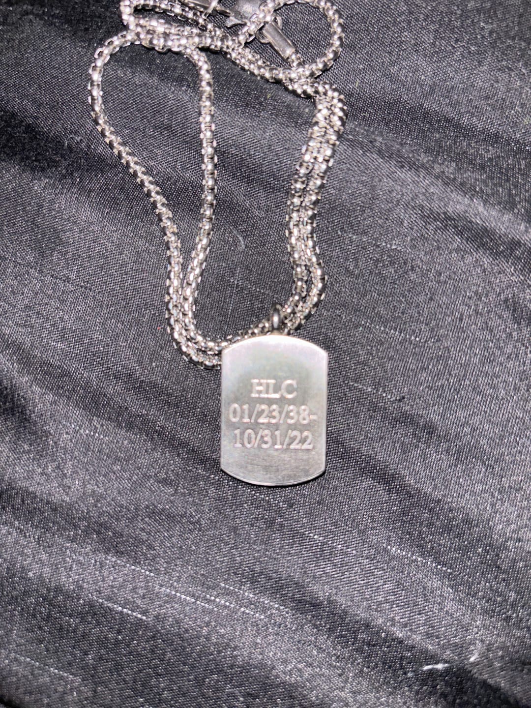 Customer photo review of Matte Urn Dog Tag