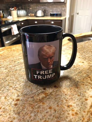 Customer photo review of Free Trump 15oz Coffee Mug