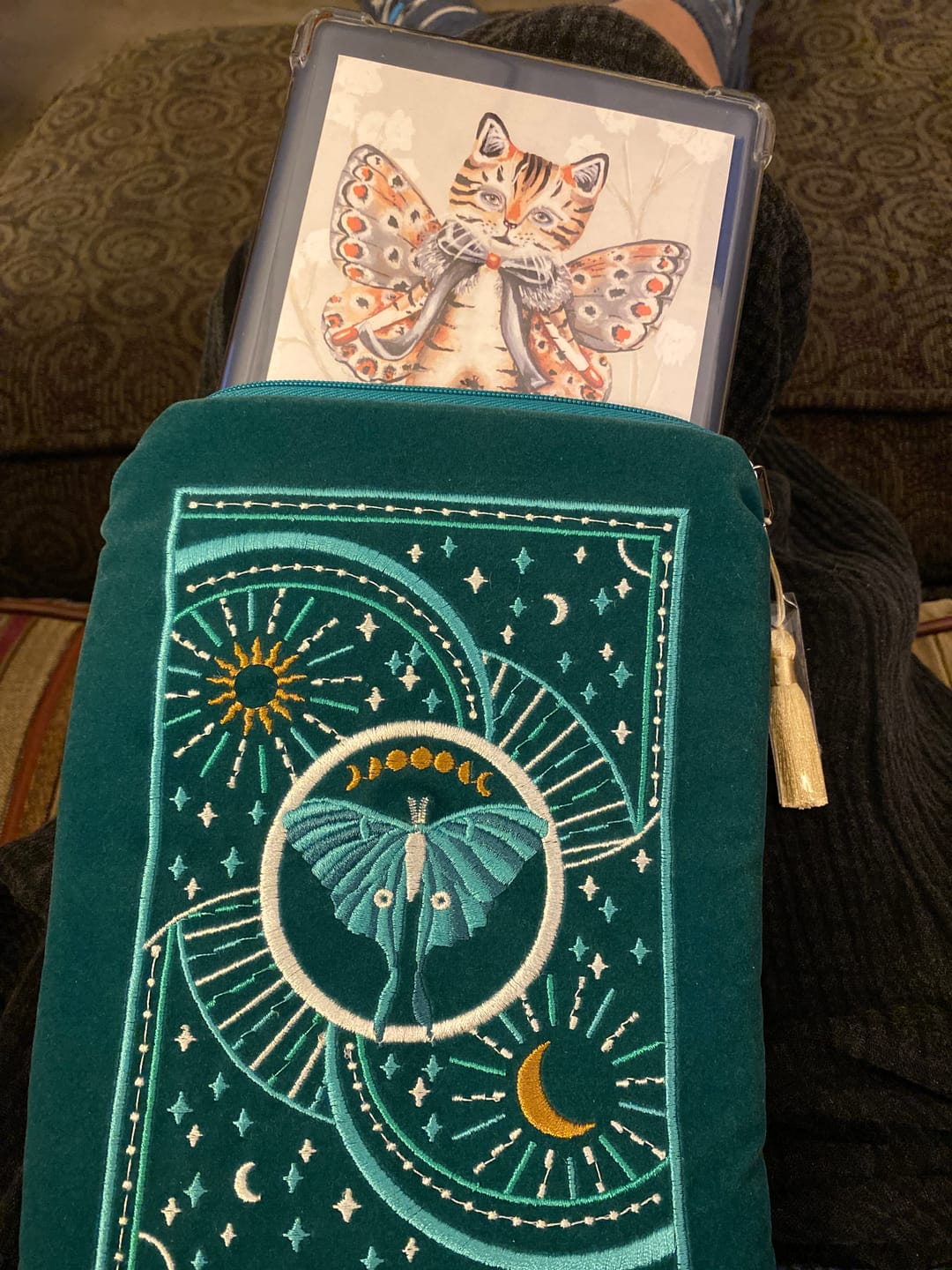 Customer photo review of Luna Moth Kindle & E-Reader Sleeve