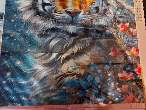 Customer photo review of 5D Diamond Painting AB Steine Tiger Mit Blumen