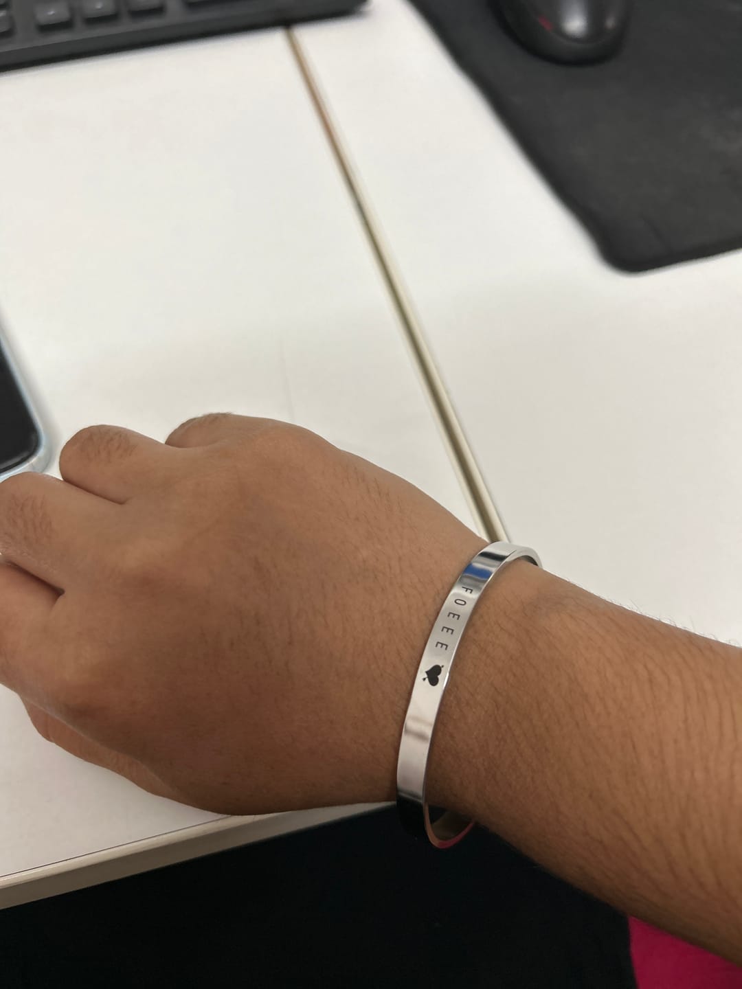 Customer photo review of Personalised Silver Kada