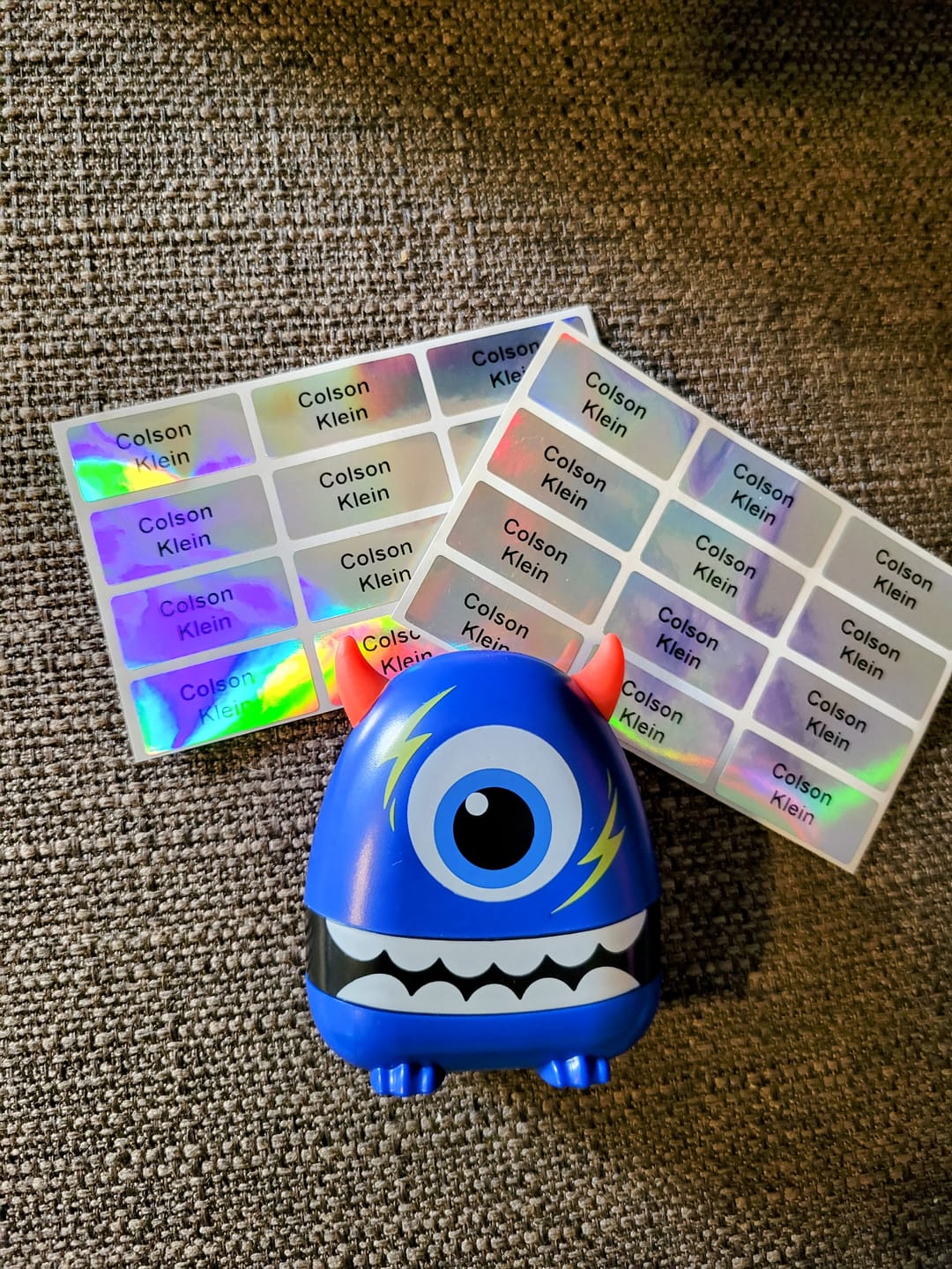 Customer photo review of Silly Animal Personalized Name Stamps