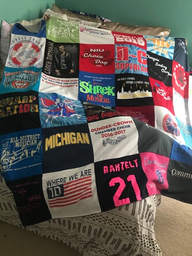 T-shirt quilt featuring dundee crown high school by Julie from IL