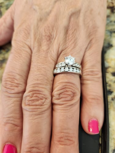 Customer photo review of Round Cut Moissanite Channel Set Engagement Ring