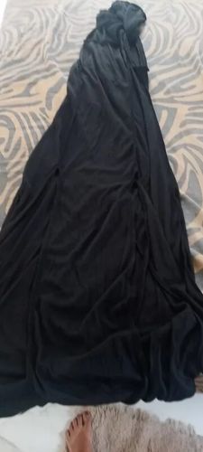 Customer photo review of Hoodie sleeveless slit hollow out self tie cowl neck maxi dress