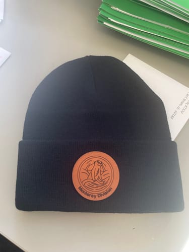 Customer photo review of Custom Leather Patch Beanie