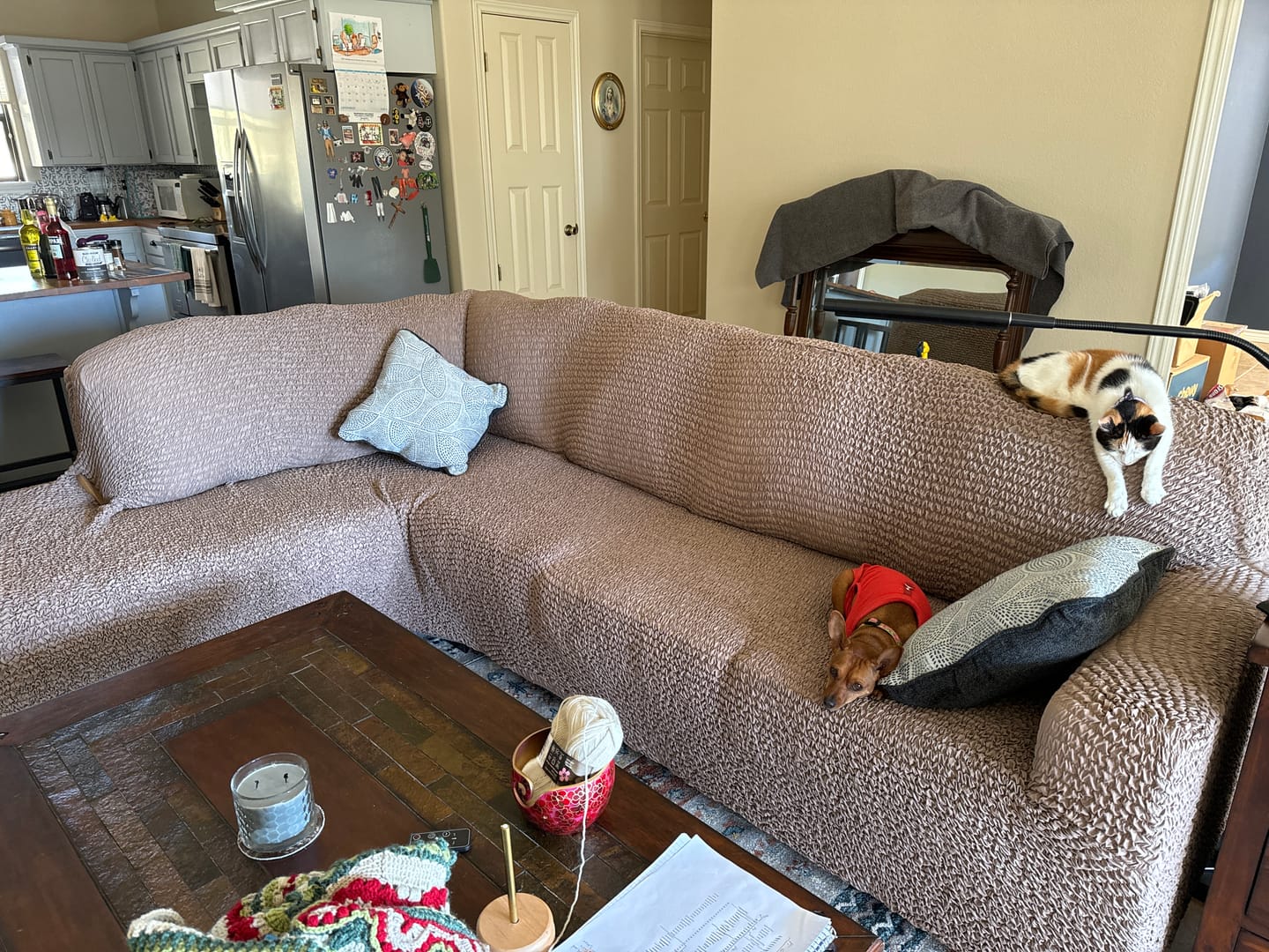 Customer photo review of Fullback Support Sectional Sofa Slipcover (Left Chaise), Comfort Collection