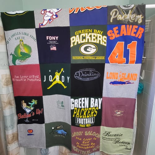 T-shirt quilt featuring green bay packers, new york mets by Diane from NY
