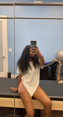 Customer photo review of Luvwin Full Density Kinky Curly Glueless Pre Cut 13x4 Frontal HD Lace Wig Ready To Go 100% Human Hair