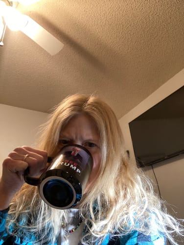 Customer photo review of Trump Mugshot Sign 15oz Coffee Mug