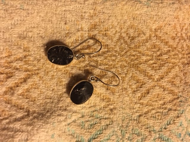 Customer photo review of Sterling Silver Elite Shungite Oval Earrings, Vintage