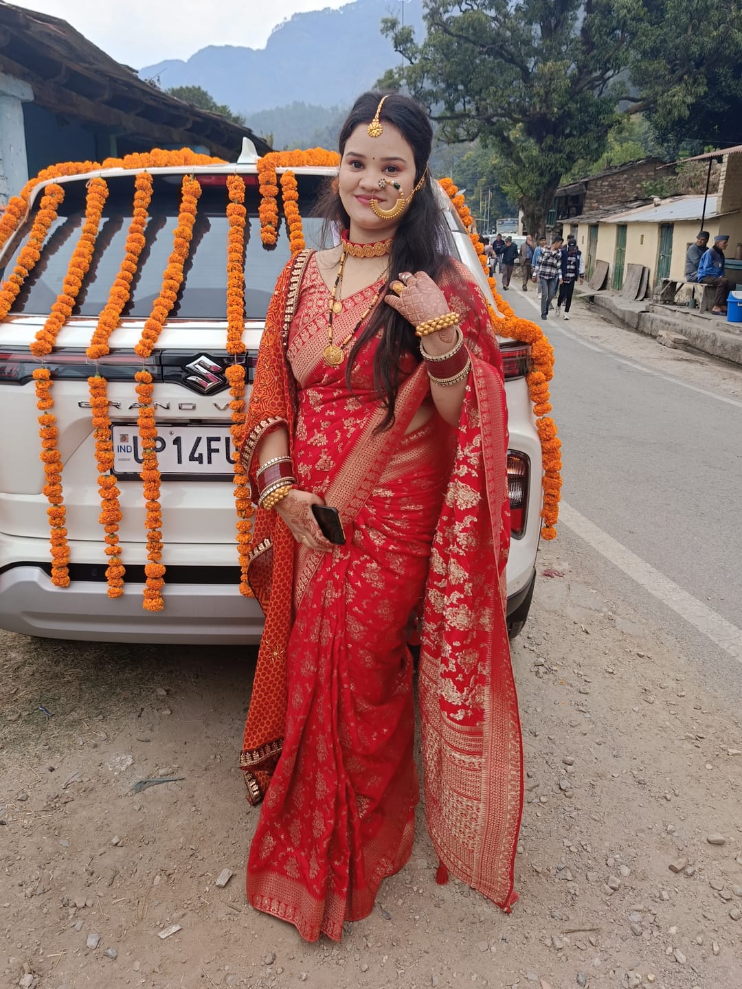 Customer photo review of Scarlet Red Banarasi Uppada Silk Saree
