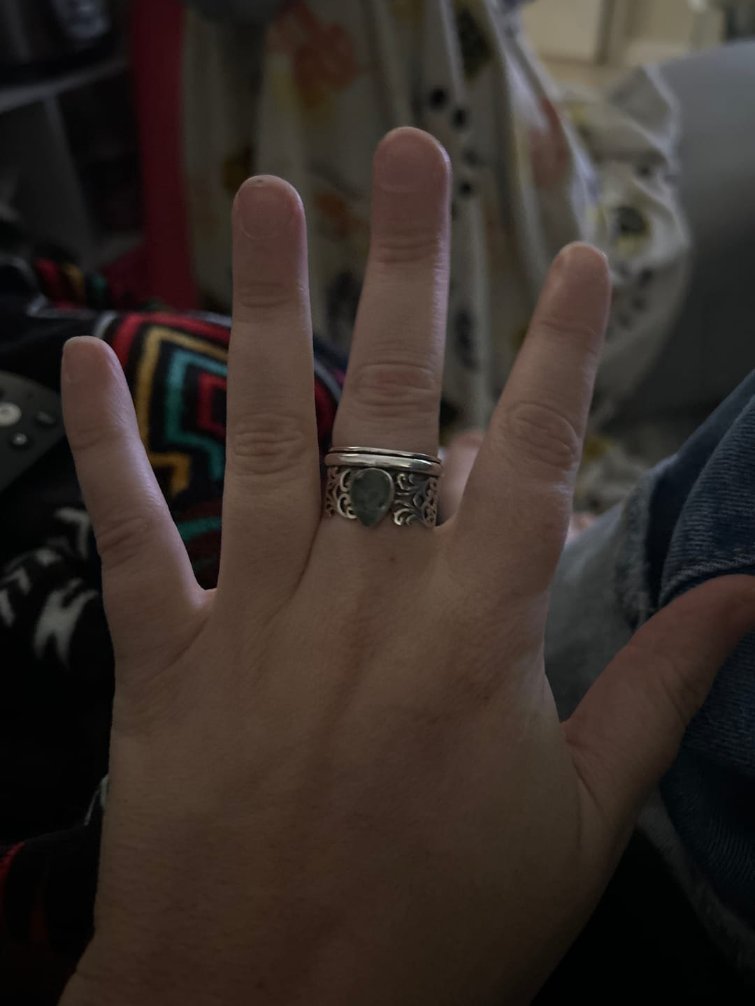 Customer photo review of Teardrop Aquamarine Fidget Ring Sterling Silver