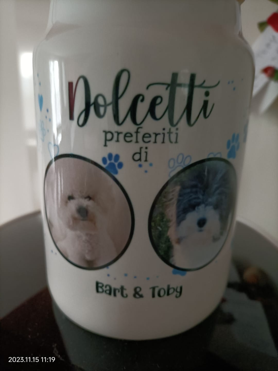 Customer photo review of Bocconcini preferiti - Porta bocconcini personalizzato