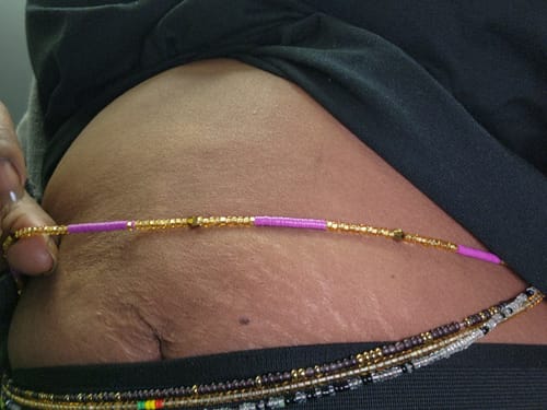 Customer photo review of Naia Flat Tie On Waist Beads