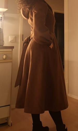 Customer photo review of Dark Brown Long Lantern Sleeve Hooded Wool Coat Women 3255