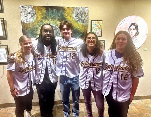 Customer photo review of Custom White Purple-Gold Authentic Baseball Jersey