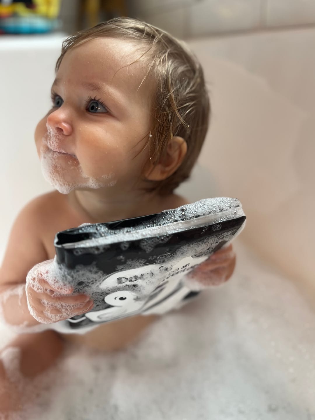 Customer photo review of Duckie Goes On An Adventure Bath Book