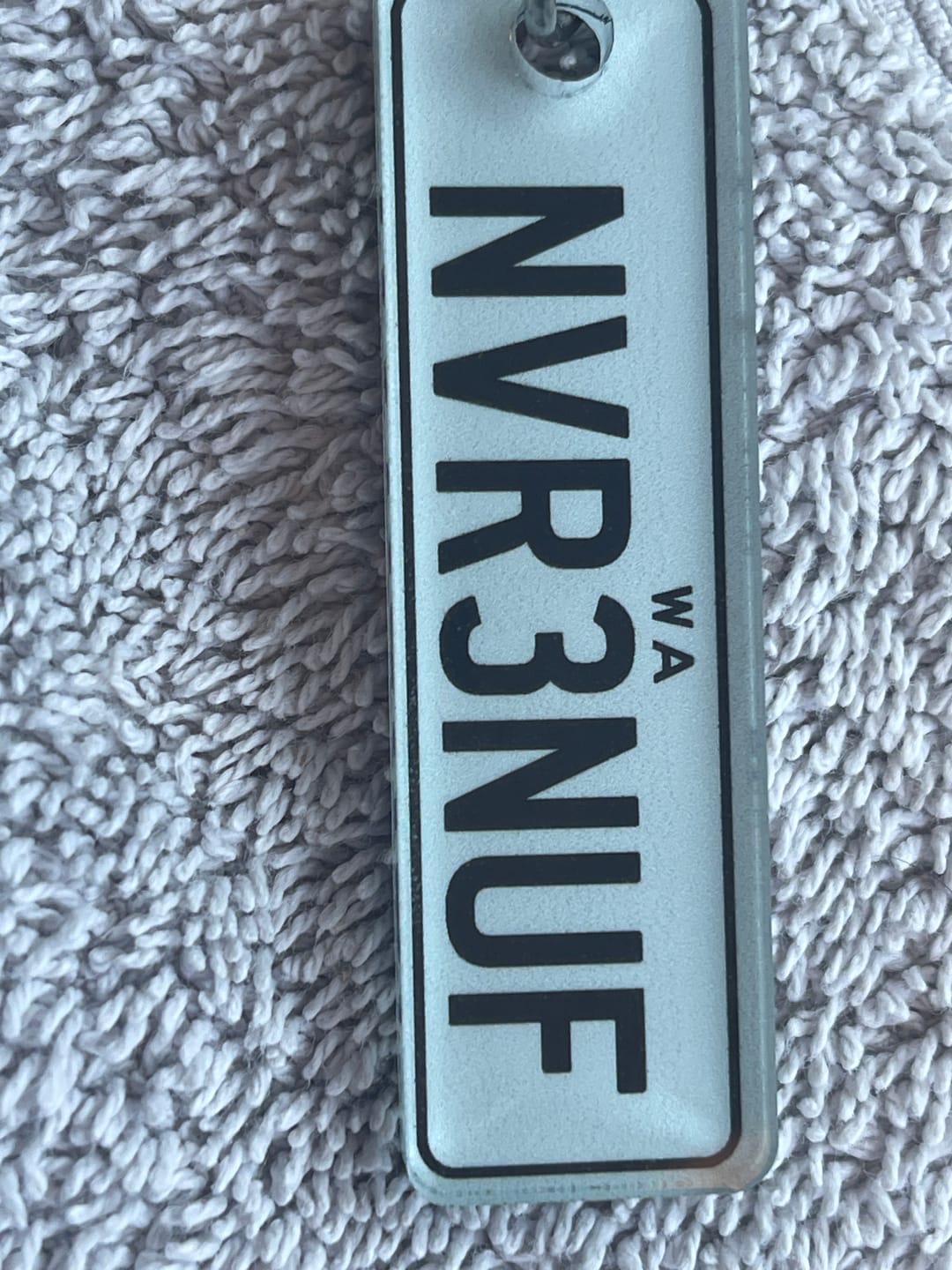 Customer photo review of WA Metallic Licence Plate Custom Keychain