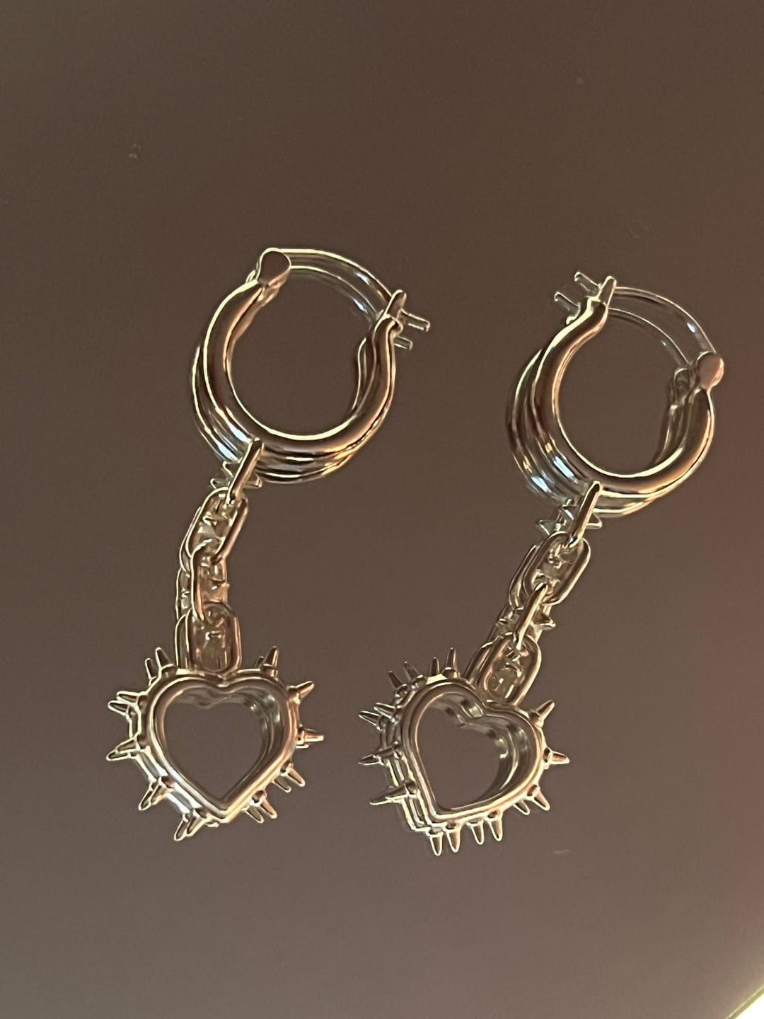 Customer photo review of SPIKE HEART EARRING