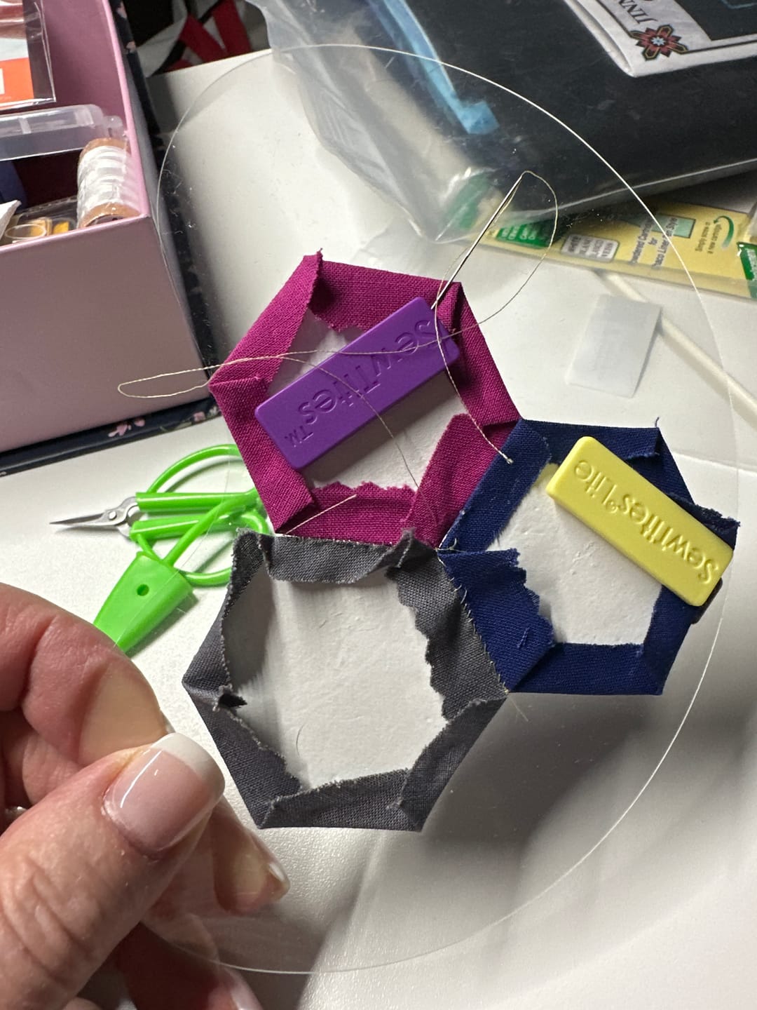 Customer photo review of SewTites Flat Back Stitching English Paper Piecing Palette