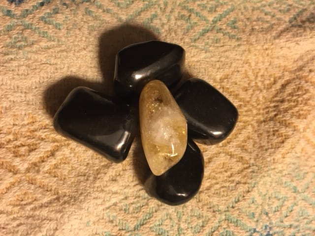 Customer photo review of Bag O' Rocks, 4 Ounces Tumbled Black Shungite Stones in Little Bag