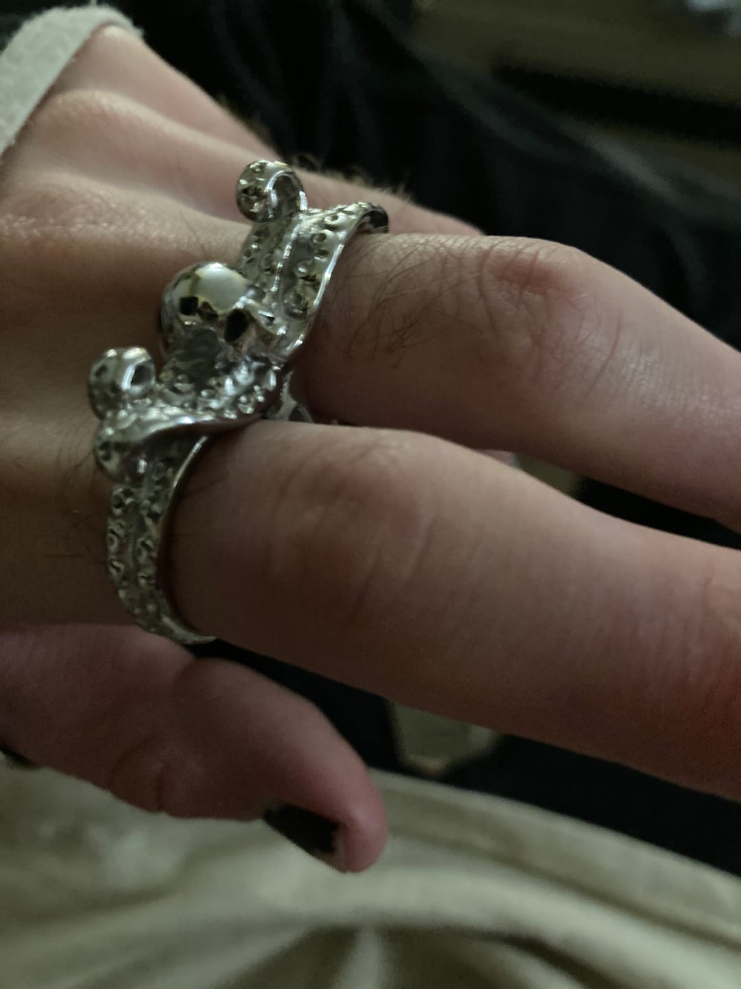 Customer photo review of DOUBLE FINGER OCTOSKULL RING