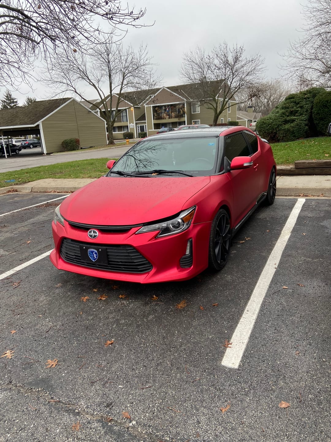 Customer photo review of Satin Chrome Prismatic Red Vinyl Wrap