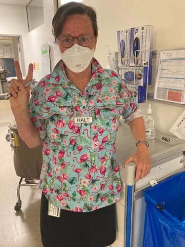 Customer photo review of Flamingo Women’s Half Button Workshirt