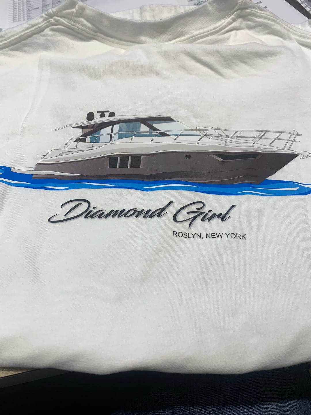Customer photo review of Custom Boat T-Shirts With Front Pocket