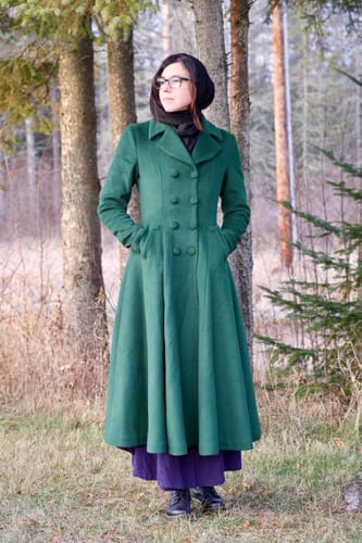 Customer photo review of Retro green Long wool coat  3221