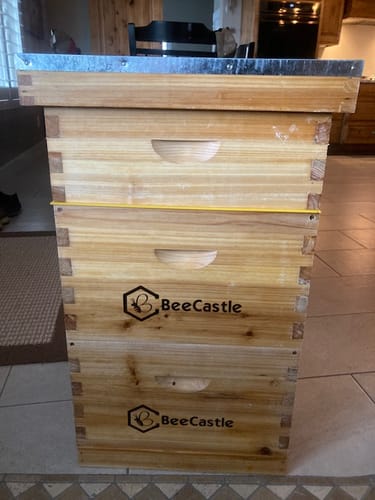 Customer photo review of BeeCastle Hives 10 Frame Wax Coat Complete Beehive Kit:2 Designed Deep Bee Boxes and 1 Super Medium Box,Includes Premium Wooden Frames and Beeswax-Plastic Foundation