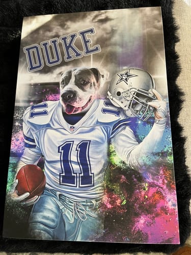 Customer photo review of 'Dallas Doggos' Personalized Pet Canvas