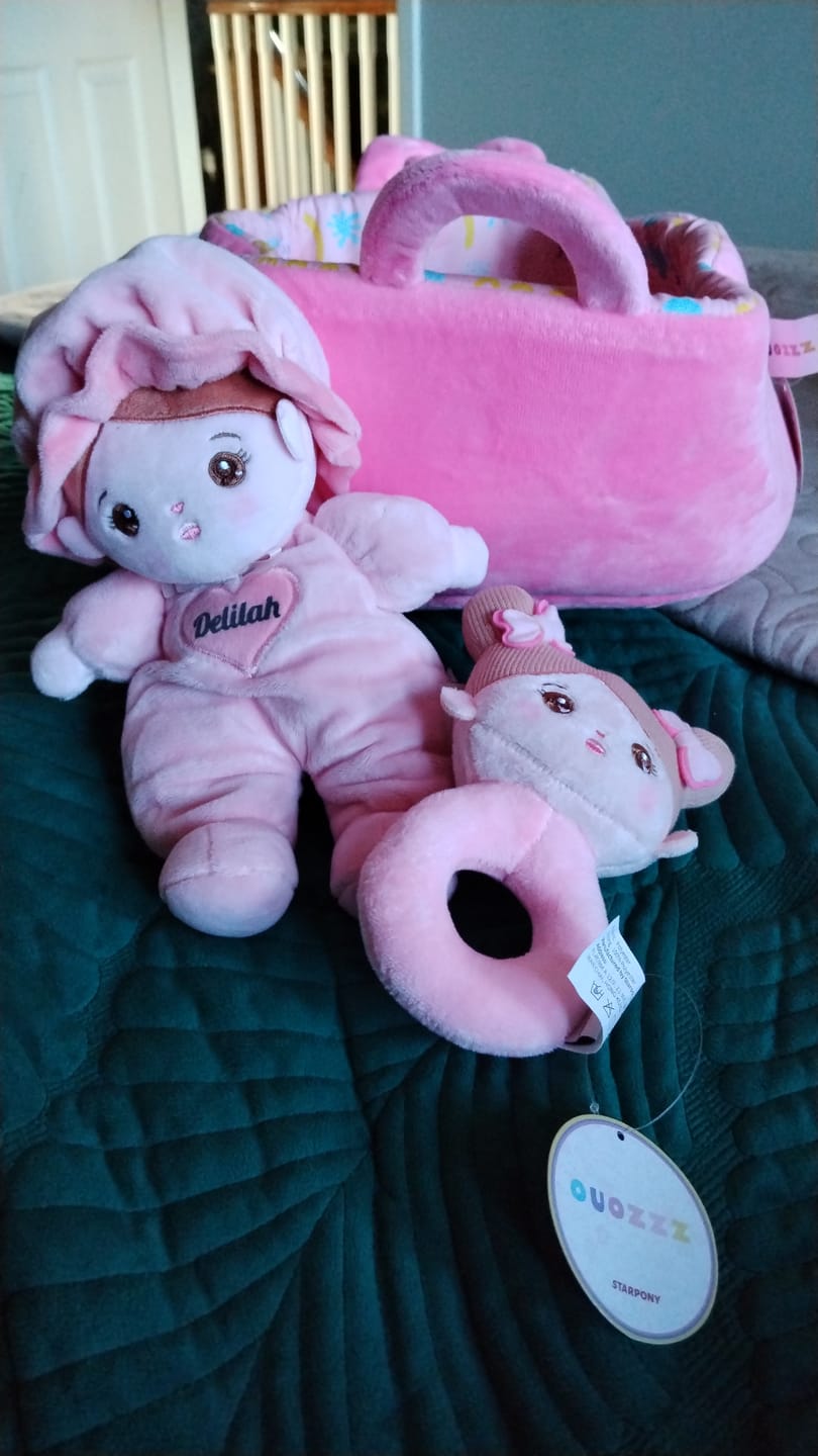 Customer photo review of Personalized Pink Mini Plush Rag Baby Doll