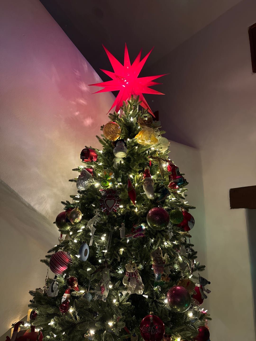 Customer photo review of 23" Red Moravian Weatherproof Star Lantern Lamp, Multi-Point Hanging Decoration